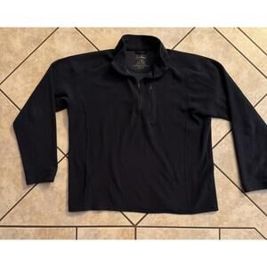 LL Bean Base-Layer Men's Size Large (L) 1/4 Zip Navy Blue Fleece Made‎ in USA